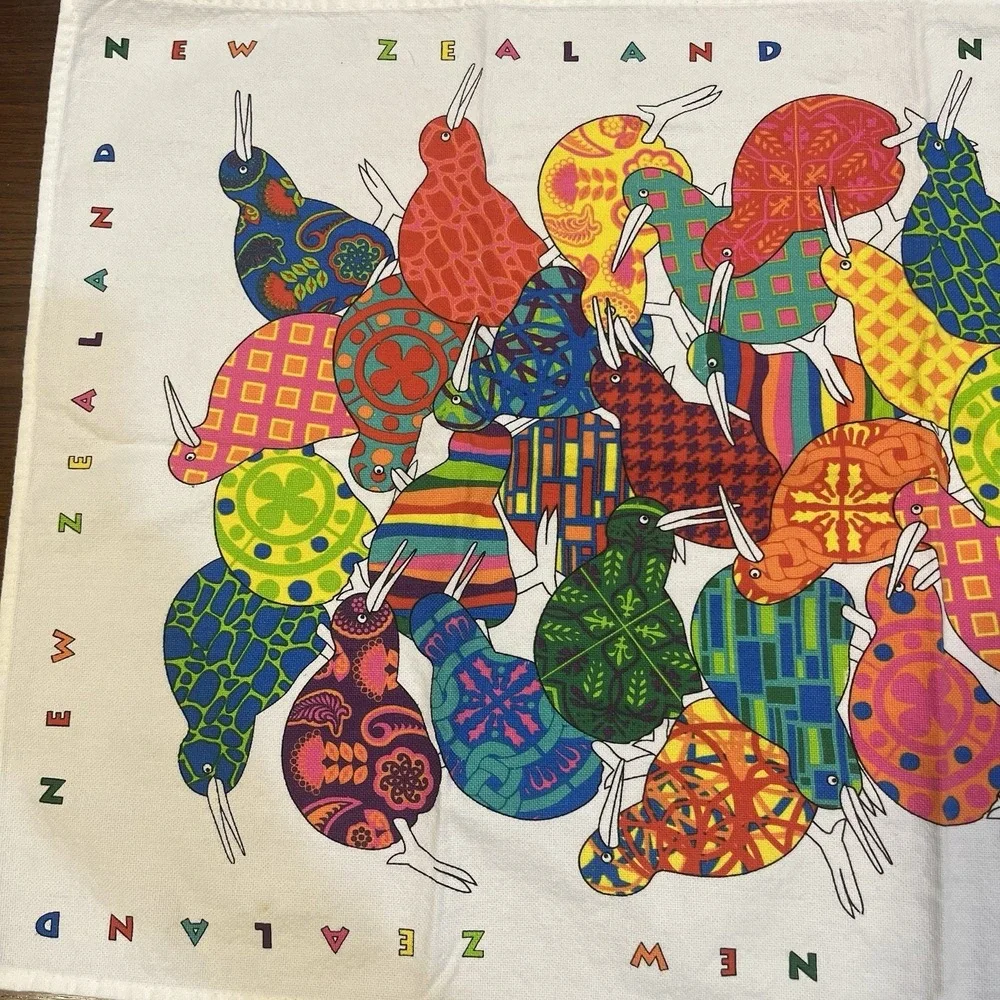 New‎ Zealand Kiwi Bird Tea Towel Colorful Kiwiana Wall Art Boho Decor Cotton